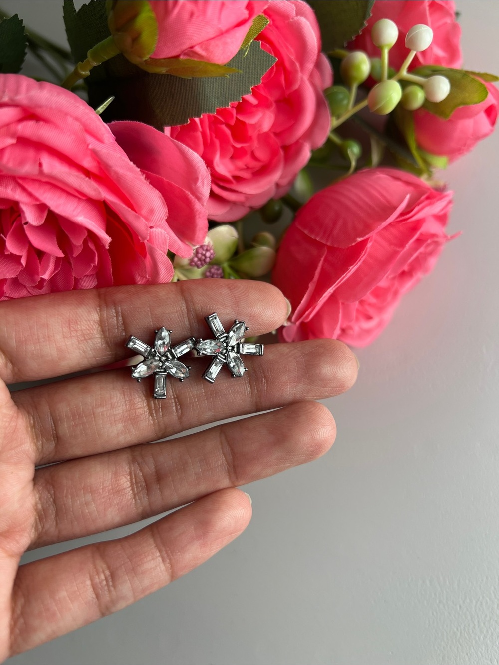 Crystal Flower Stud Earrings